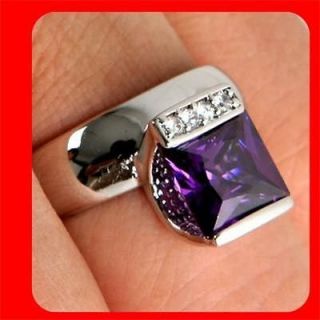 New Amethyst White Gold 14K GP engagement Women Fashion Jewelry ring 