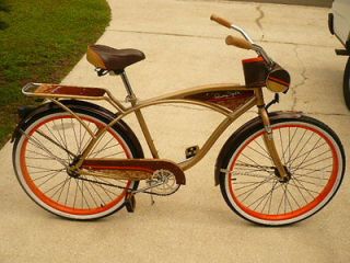Huffy Panama Jack 26 MANS Beach Cruiser Bike Bicycle White Brown Aqua 
