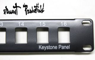 Black 16 Port Keystone Blank Rack Patch Panel 19 1U