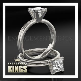 Carat Princess Cut vs Solitaire Diamond Engagement Ring Wedding Band 