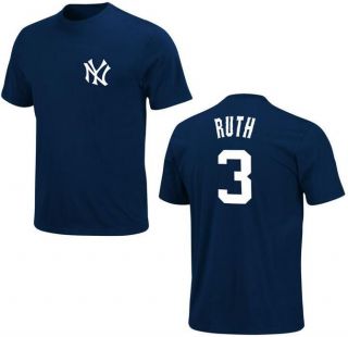 New York Yankees Babe Ruth Vintage Pro Stitched Navy T Shirt