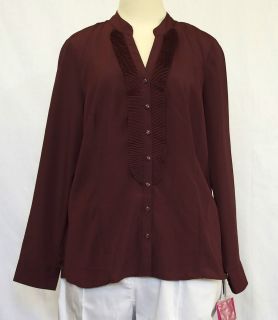 212 COLLECTION burgundy long sleeve blouse, new sz XL RT $44
