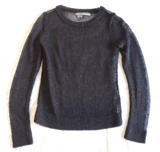 360 Sweater Black Semi Sheer Linen Knit Sweater A Sexy Cool Basic XS 