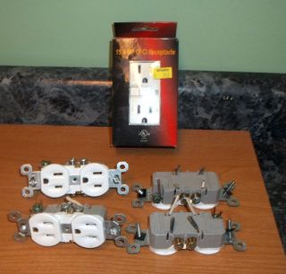 LOT OF 4 outlet RECEPTACLES white 1 one 15AMP GFI GFCI recepticle