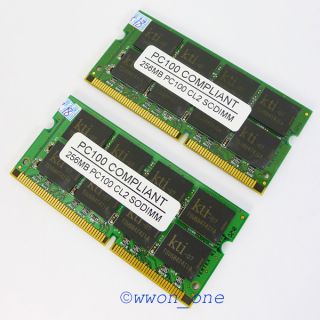 512MB 2x256MB PC100 100MHz 144pin SODIMM Laptop Memory RAM Low Density 