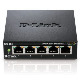   Dlink DGS 105 Unmanaged 10 100 1000Mbps 5 Port Gigabit Ethernet Switch