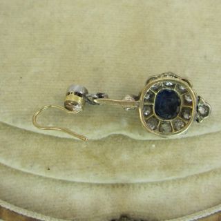 Amazing Edwardian Sapphire and Diamonds Drop Earrings C. 1910