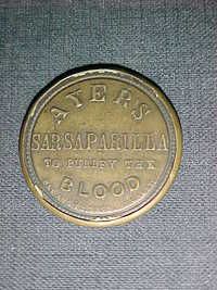 RARE 1862 Encased Postage Stamp One Cent Franklin D B XF Sarsaparilla 