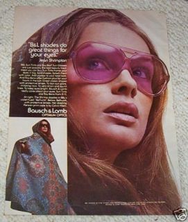 1971 Jean Shrimpton Ray Ban Sunglasses Optical Paper Ad