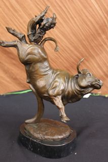 Mene Toro Bull Bullfight Cowboy Texas Bronze Statue Marble 