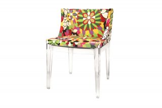   ACRYLIC GHOST FLORAL FLOWER FABRIC MODERN ACCENT CHAIR REPRO