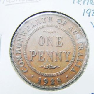 Australia 1928 One Penny Bronze Coin King Georgivs V