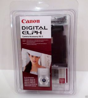 NEW Canon Digital Elph Accessory Kit 5 Includes Battery Leather Case 