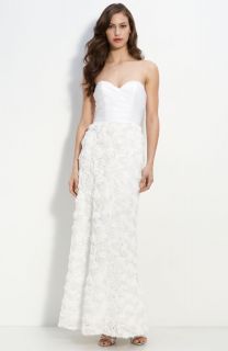 New ABS Allen Schwartz Strapless Rosette Chiffon Gown Size 12 $548 