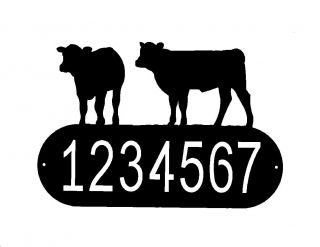   Silhouette 100 USA Made Cow Calves Metal House Address Sign Art
