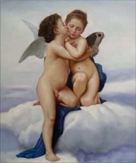 Museum Q. Hand Painted Oil Painting Repro Bouguereau, First Kiss