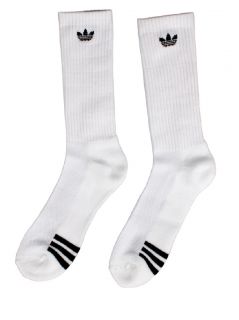 Adidas Clothing Originals 3 Stripes Crew Socks   White/Black
