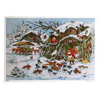 Advent Calendar Made In Germany Glittered Christmas Elves & Woodland 