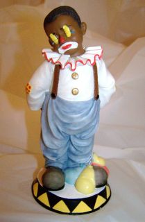 Colorful African American Sad Boy Clown Figurine
