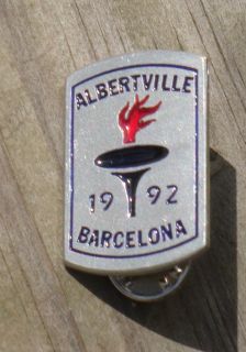 Albertville Barcelona 1992 Olympic Torch Pewter Pin