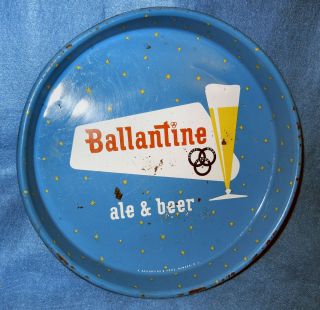 Vintage 1961 Ballantine Ale Beer 13 inch Serving Tray Double Sided 