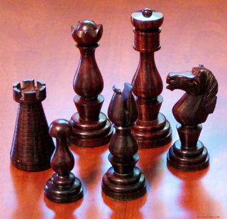 Rosewood Chess Men of Simpsons in The Strand Divan 19th C Style Set 