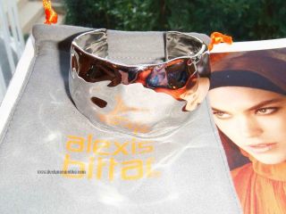 New Alexis Bittar Thick Liquid Silver Bangle Bracelet Plus Box
