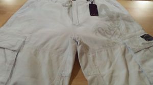 Mens Akoo Bleached White Infantry Twill Cargo Shorts
