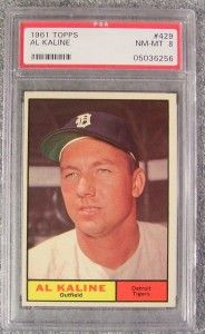 1961 topps al kaline 429 psa 8 nm mt hof lw