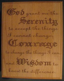 Laser Engraved 8x10 Alder Wood Plaque with Serenity Prayer