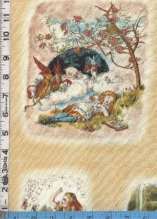 Fabric Qt Alice in Wonderland Scenes Tea Cheshire Cat 2