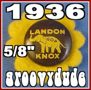 Landon Knox 1936 Sunflower 5 8 Political Pins Buttons