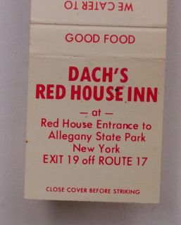 1960s Matchbook Dachs Inn Allegany Park Red House NY