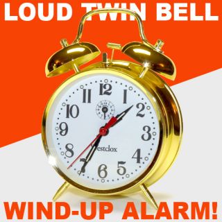    Style Westclox Keywound Twin Bell ALARM CLOCK Brass Finish LOUD NEW