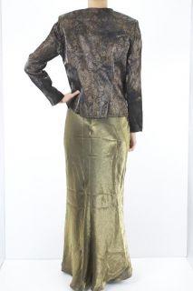 10 NWT Alex Evenings Olive Green Paisley Mother of Bride Formal Dress 