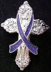 Alzheimers Awareness Purple Ribbon Religious Cross Inspirational 