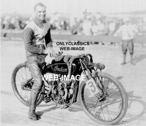   INDIAN V TWIN MOTORCYCLE RACER ALTOONA PA. OLD BOARDTRACK RACING PHOTO