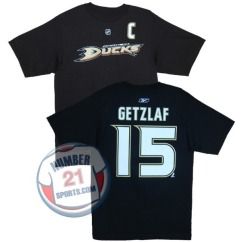 Anaheim Ducks Ryan Getzlaf Black Name and Number T Shirt