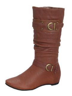 BLOSSOM AMAR 29 Women¡¯s round toe mid calf boots on hidden low heel 