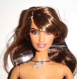 Barbie Nude Doll Long Curly Brunette Hair for OOAK AC