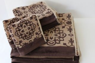 bella lux floral bath towel set brown tan 6pc
