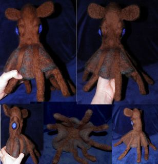 Felted Creature Vampire Squid Animal Soft Sculpture OOAK Ocean Deep 