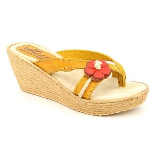 Sbicca Amity Womens Size 10 Yellow Open Toe Leather Wedge Sandals 