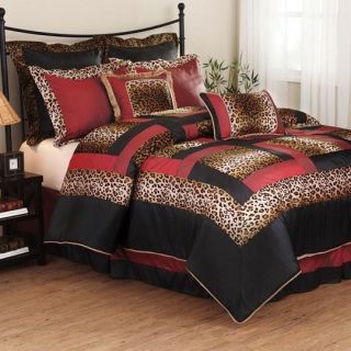   Cal King Leopard Zebra Patch Animal Print Comforter Bedding Set