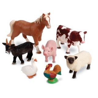 Kids Toddler Toy Jumbo Farm Animals 7 Animal Figures Set Pig Horse Cow 