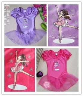   Girls Ballet Dance Dress Tutu Leotard Costume Purple/Red SZ 4T 5T 6T