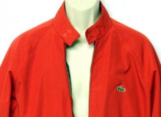 Vintage 80s IZOD Lacoste Size M Bright Red Zipper Plaid Lining Jacket 