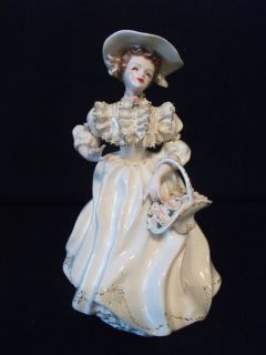 Annabel Florence Ceramic Lady Figurine Gold Etching
