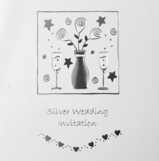 Luxury 25th Silver Wedding Anniversary Invitations 8155