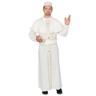 Ff760378 Holy Pope Man Std Robe Hat Belt In White W/ Gold Trim
